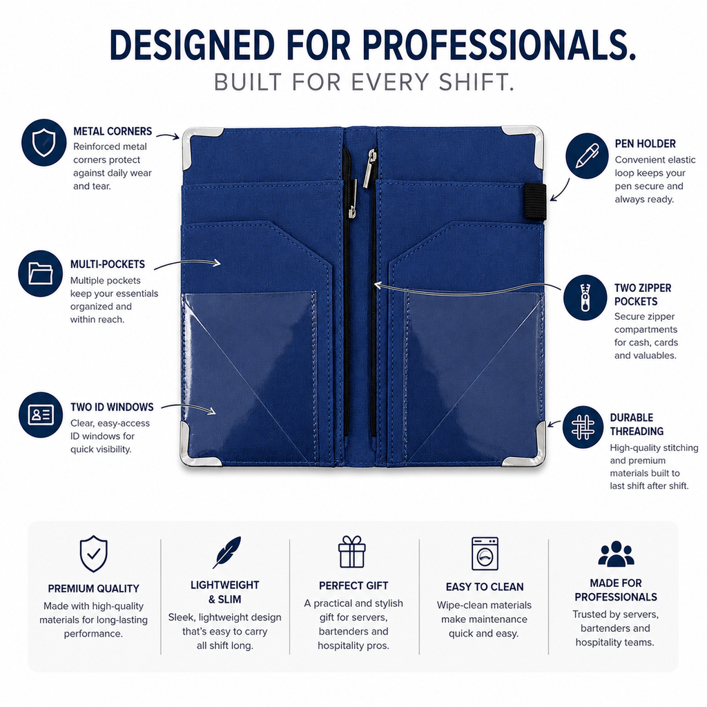 Blue ABC Wolf Server Book – Premium 9x5 Organizer by a Waiter & Sommelier (Copy)